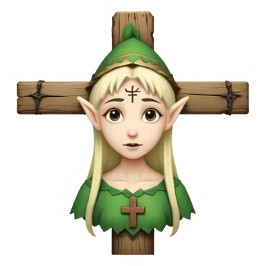 Elf getting crucified on cross sticker