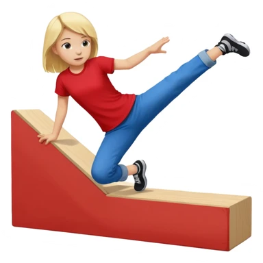 a very young blonde girl doing parkour (color blocks) at kids school sticker