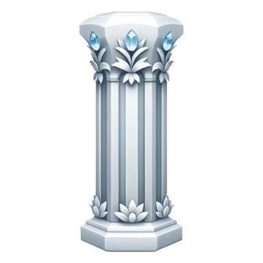 generate beautiful white crystal pillar intricate front view more beautiful with flowers wrapping around the pillar  sticker