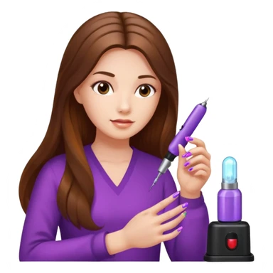 lady doing nails with uv lamp sticker