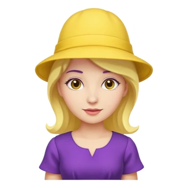 purple dress woman with yellow hat sticker