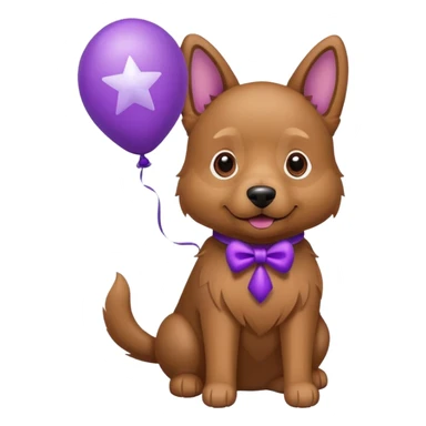 Dog hold purple star shape balloon sticker