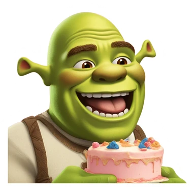 Shrek eating cake sticker
