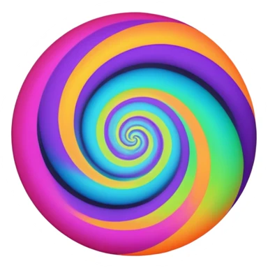 create  a Circular emoji, thin black outline, neon energy tornado vortex, clockwise glowing spiral, blue and green outer swirls, magenta and purple core, red inner arc, yellow-orange base glow, smooth gradients, psychedelic futuristic style, high saturation, intense glow, centered sticker