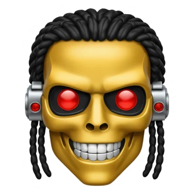 smiling black rasta terminator silver sticker