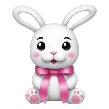 bunny stuffed animal with pink ribbons sticker