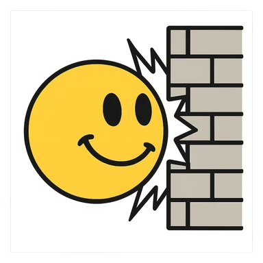 A smiley face hitting a wall sticker
