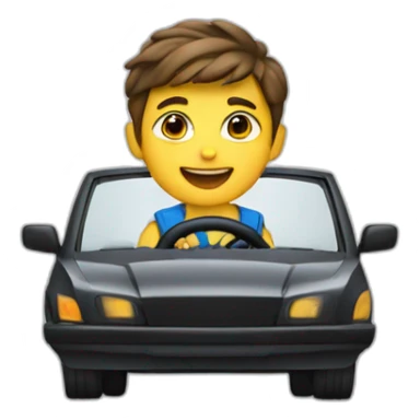 a boy driving a car sticker