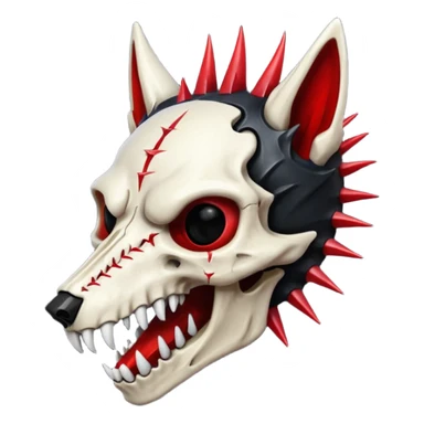 Black hollow wolf-skull with red spikes sticker