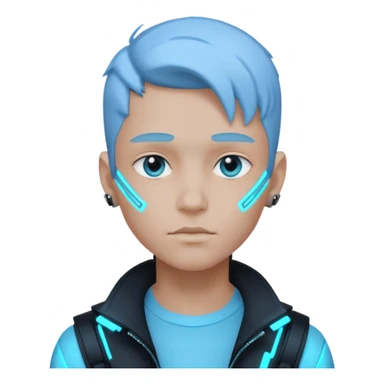 boy neon cyberpunk light blue sticker