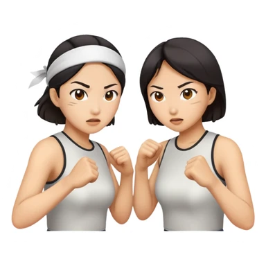 two asian street women fighting sticker