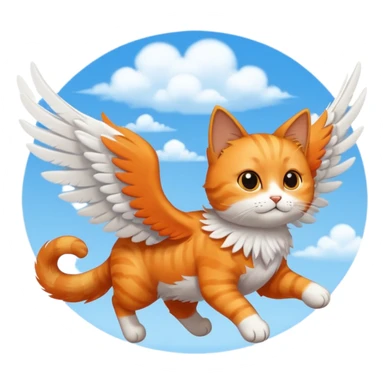flying cat in the sky sticker