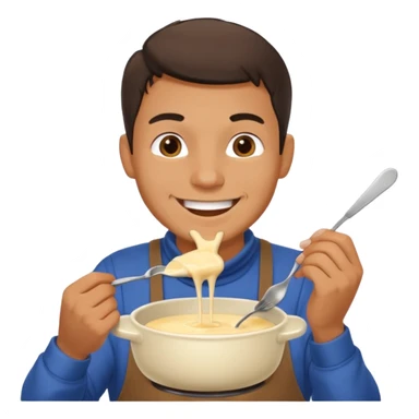 man eating fondue sticker