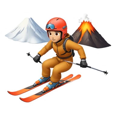 Skiing off a volcano sticker