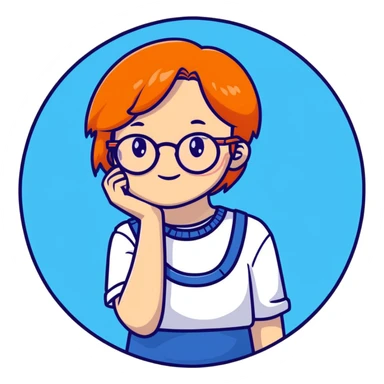 orangehaired shy nerd girl with round glasses sticker