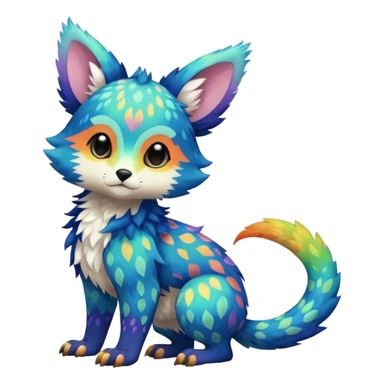 Colorful tropical exotic cute cool beautiful shiny beautiful fantasy-Trico-Cacomistle-oncilla-animal-Fakémon-hybrid-fursona (full body) sticker