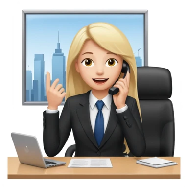 office-boss-excited-phone-desk-blonde sticker