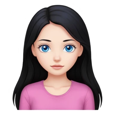 Beautiful model girl, long hair, black hair, blue eyes, pink undershirt sticker