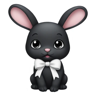cute little black bunny with a white bow sticker