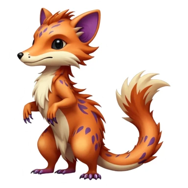 Cool randomly colored colorful furry anthropomorphic fantasy-Vernid-creature by LiLaiRa with a long tufted tail with edgy markings (full body) sticker