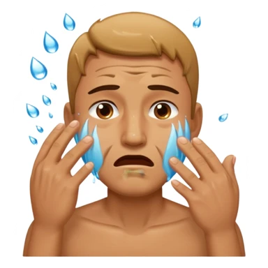 Generate me a dude slapping  his face in annoyance while he's crying sticker