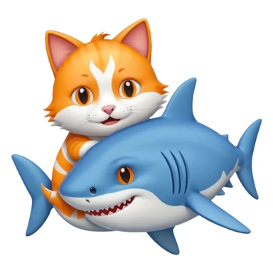 Cat hugging a shark  sticker