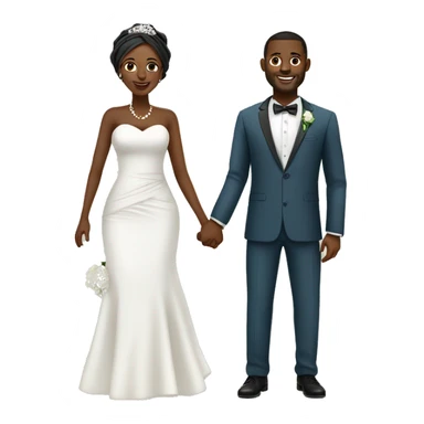 nigeria wedding full body  cartoon african wife to the left and husban to the right sticker
