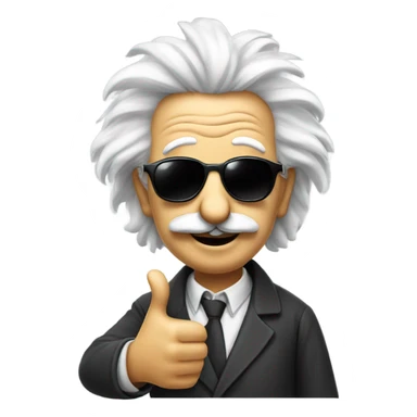 einstein with sunglasses and hand thumbs up sticker