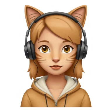 Light brown woman with cat headphones  sticker