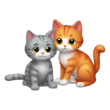 'striped grey cat' playing with 'little floofy red kitten' sticker