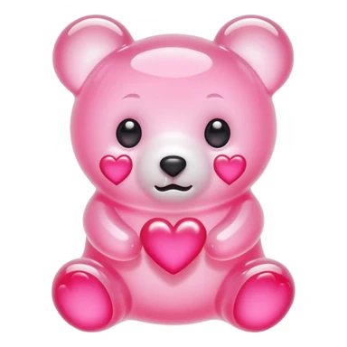 White jelly bear in the shape of a [unclear] with large pink heart-shaped eyes sticker