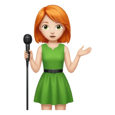 girl in blink green dress, orange hair, holding a mic



















 sticker