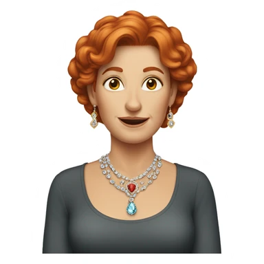 Red headed middle age woman who loves jewelry  sticker