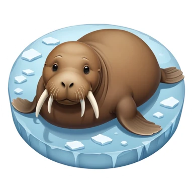 A walrus in a cute circle shape lounges on the ice, its round body and tusks making it extra adorable sticker