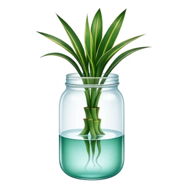 Snake plant (dracaena or sansevieria) with only straight up leaves in a glass jar with water sticker