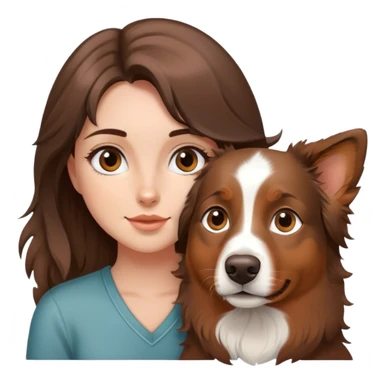 Pretty girl with an brown Australian Shepherd dog sticker