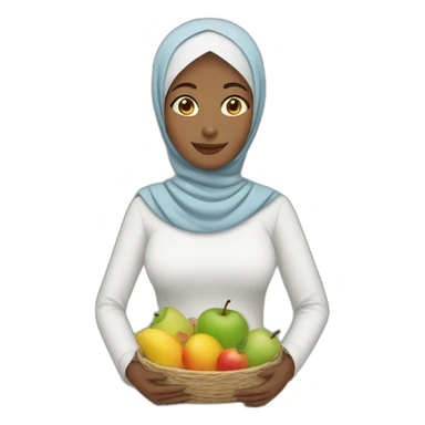 Mum with hijab holding fruits sticker
