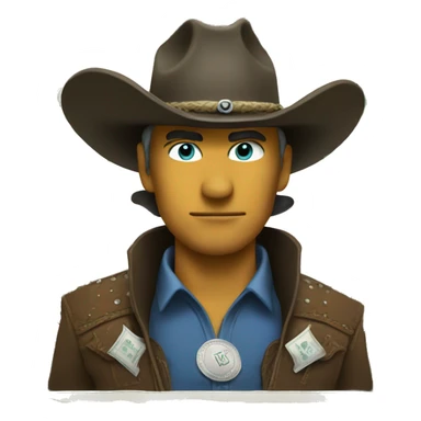 Cowboy face with dollar eye sticker