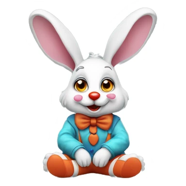 Cute Clown rabbit sat down  sticker