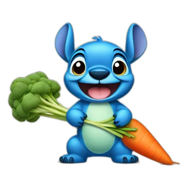 Stitch qui mange des carottes sticker