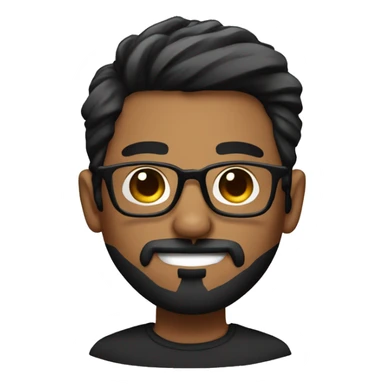 guy streamer with hair black/brown with glasses, mustache and chin beard and side gradient hair sticker