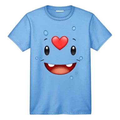 Blue shirt with the text I love krabby. And the shirt has holes sticker