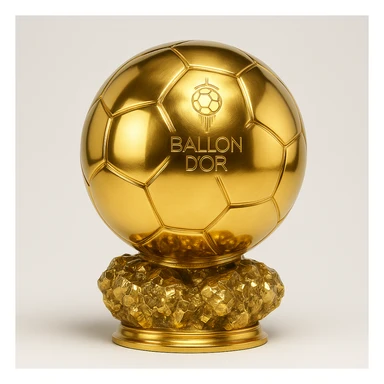 Ballon d'Or trophy, realistic gold, elegant, shiny, on a white background sticker