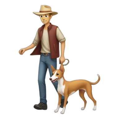 Hombre paseando podenco sticker