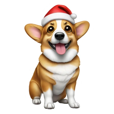 Corgi wearing a Santa hat sticker