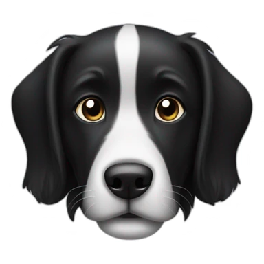 Black dog whit white sticker