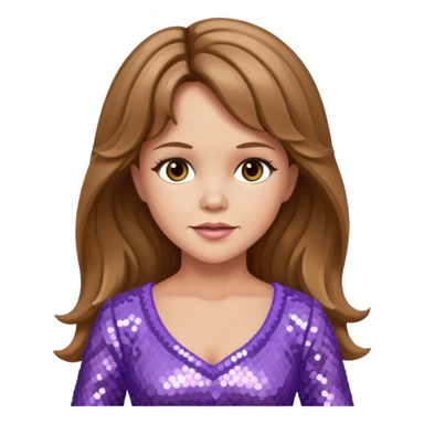 Linda Blair with long light brown hair,  light lavender sequin outfit  sticker