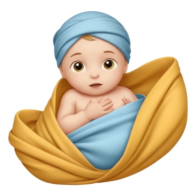 baby im Tuch eingewickelt. neugeborenes. seitlich liegend. sticker