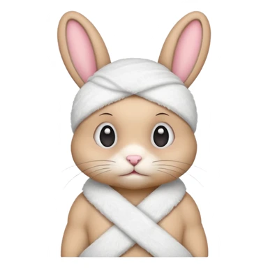 bunny with a bandage around his head, emoji style sticker