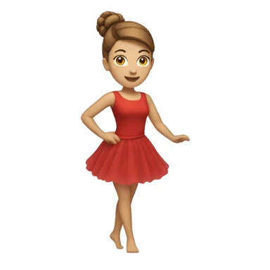 woman dancing emoji iOS red dress light skin, brown hair up in a bun sticker